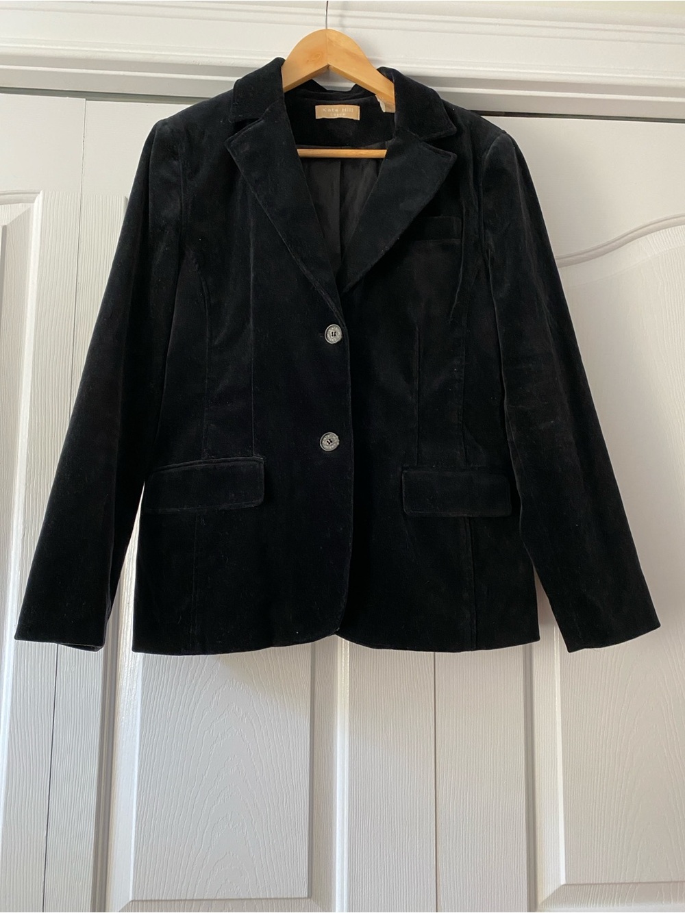 Kate Hill Black Velvet Tailored Blazer